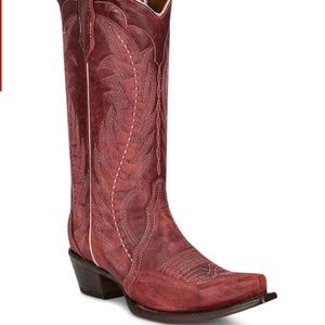 Circle G Women’s Red Embroidery & Triad Snip Toe Western Boot